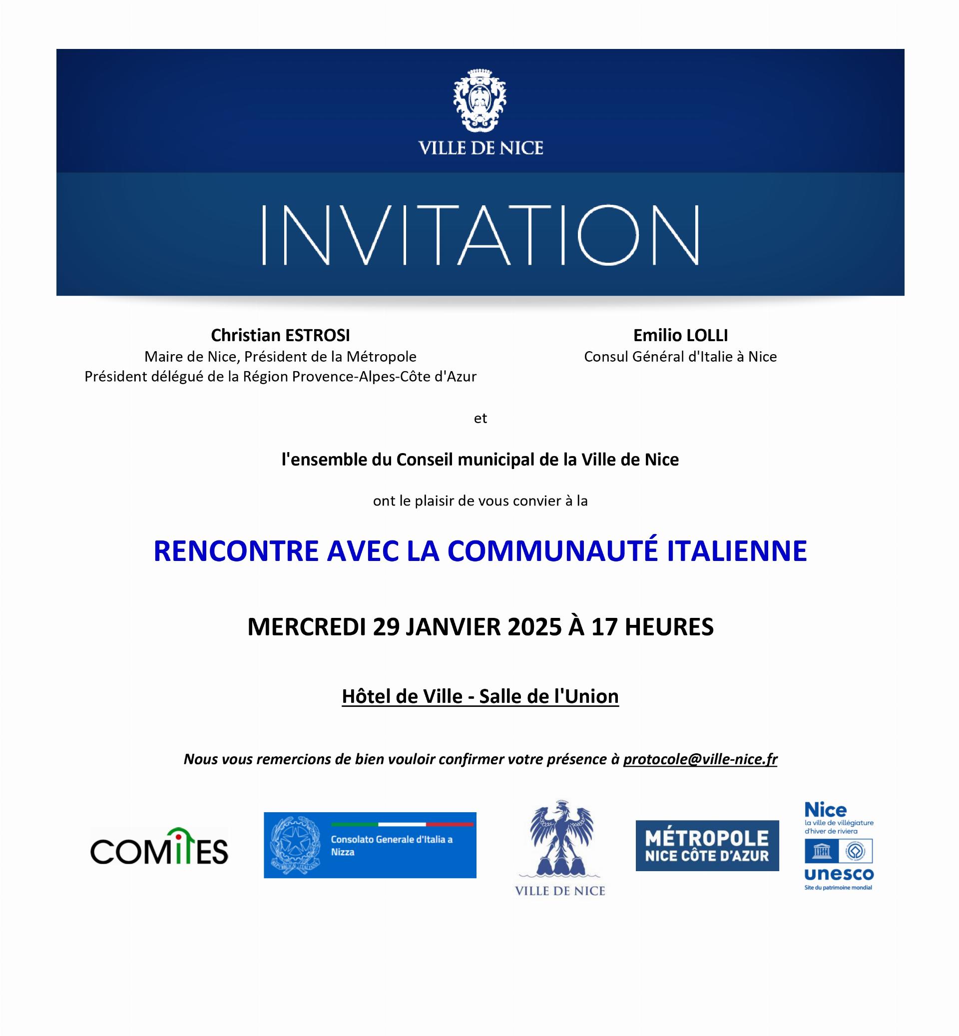INVITATION – Rencontre avec la communauté italienne